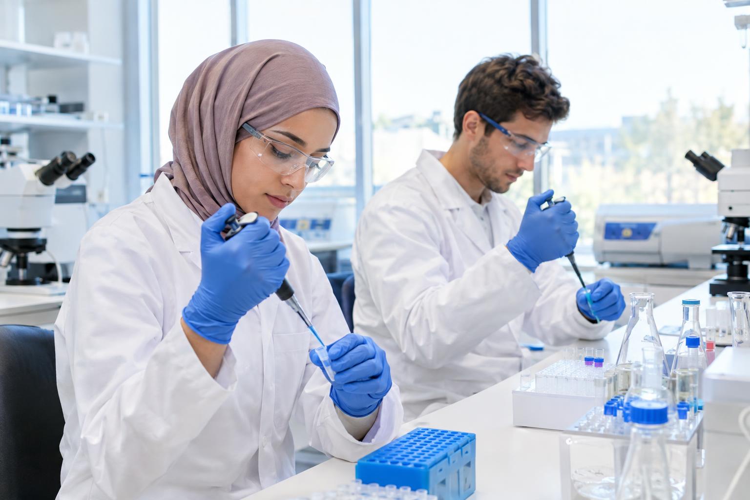 Researchers in a university laboratory